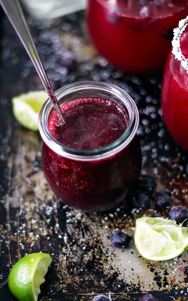 blueberry puree in a jar