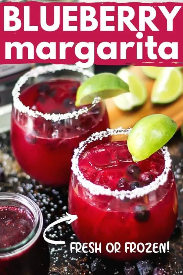 Pinterest image with text "blueberry margarita"