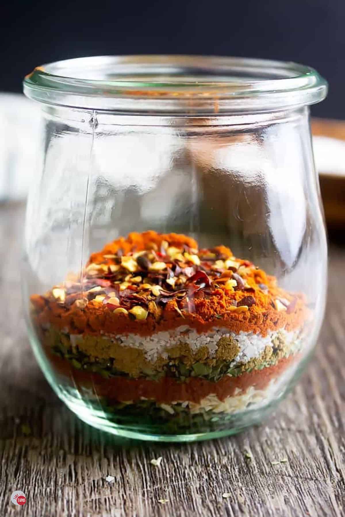 jar with layers of different spices