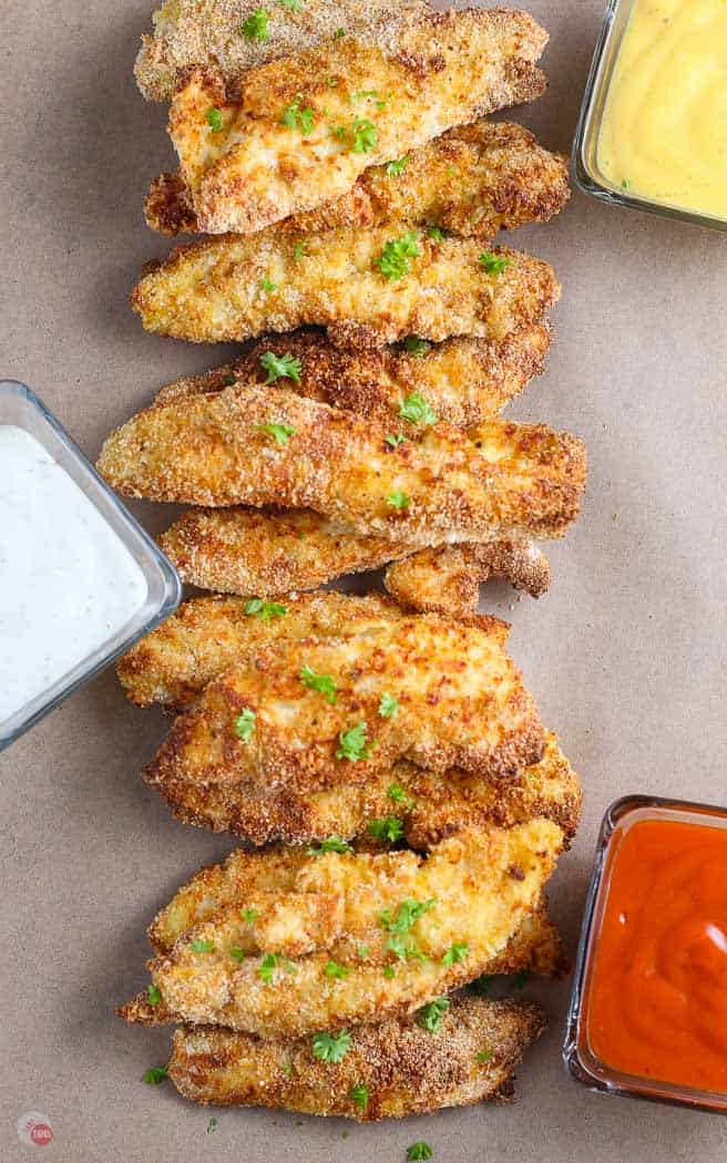 long stack of tenders on brown paper