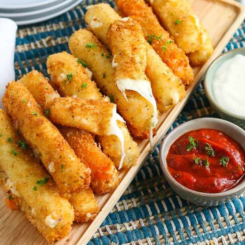 square picture of fried cheese sticks for recipe card