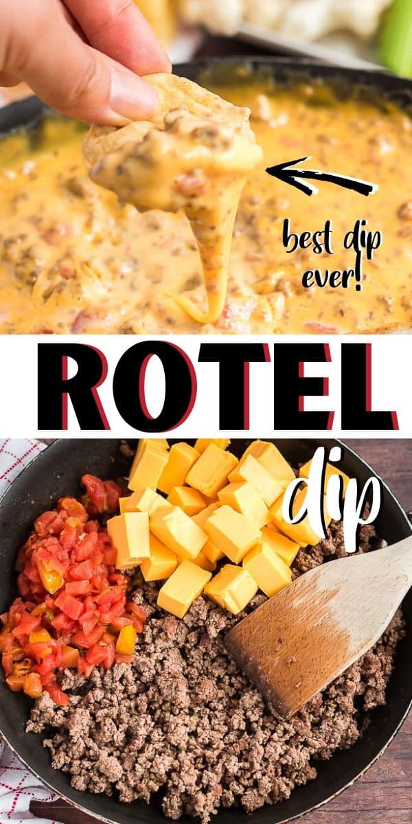 pinterest collage of rotel dip