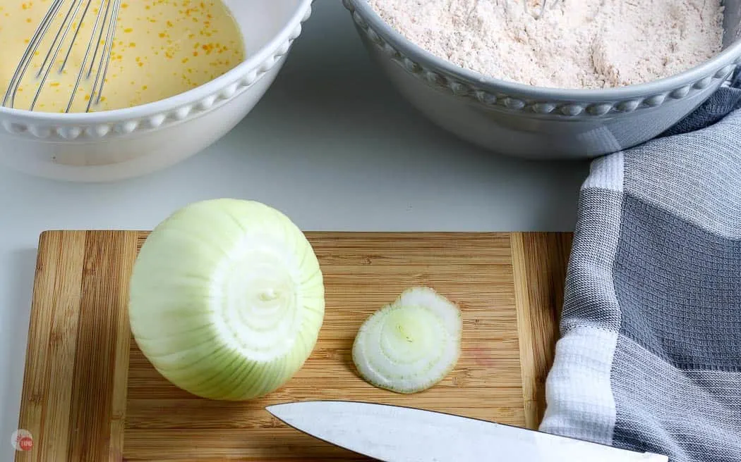 sliced onion on cutting board