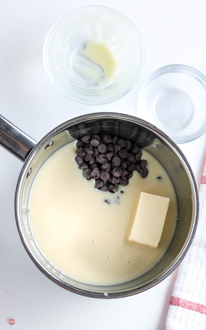 milk and chocolate in a sauce pan