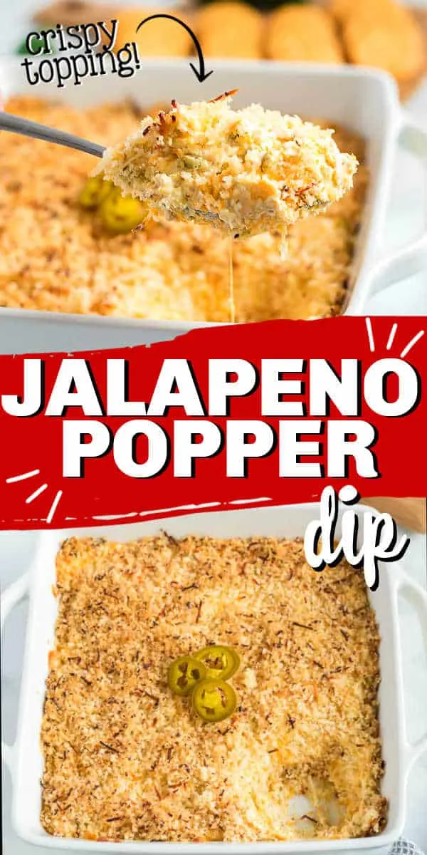 pin collage of jalapeno dip with text "jalapeno popper dip"