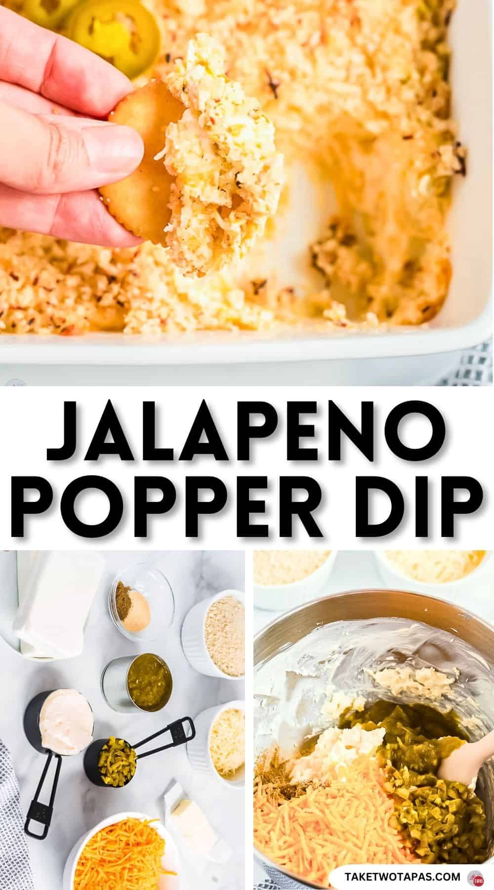 Pinterest pin image for jalapeno popper dip recipe