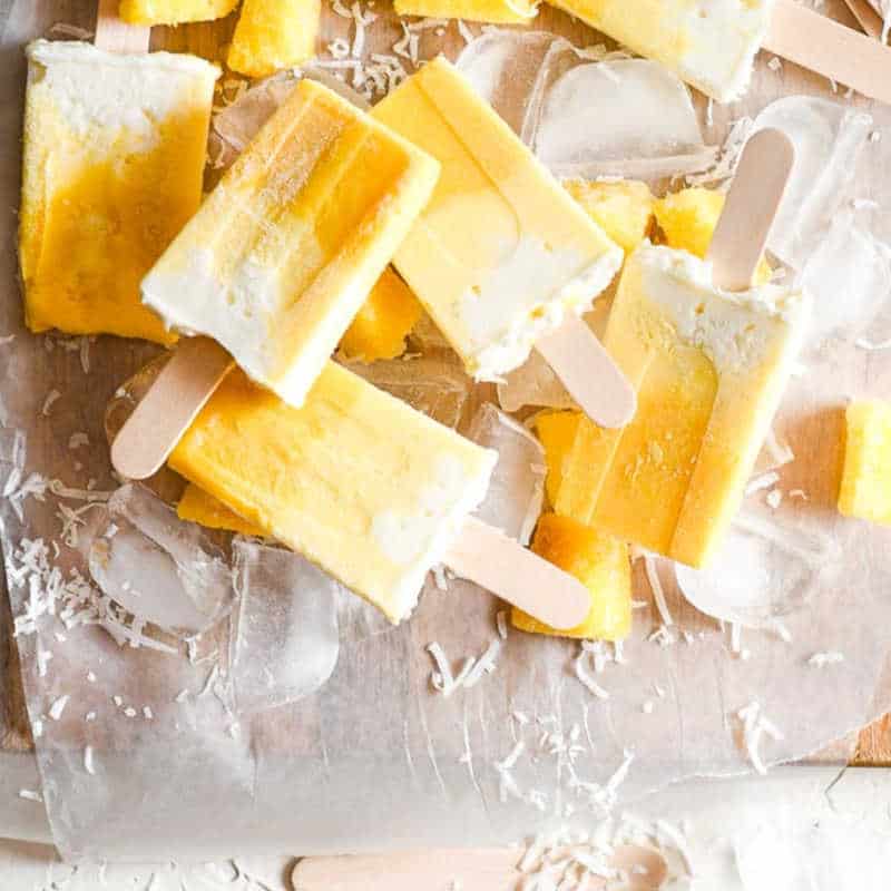 pina colada popsicle recipe card photo