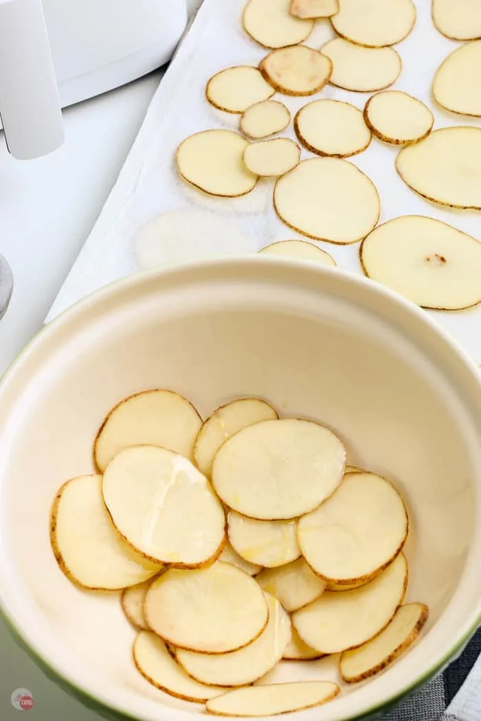 potato slices in a bowl
