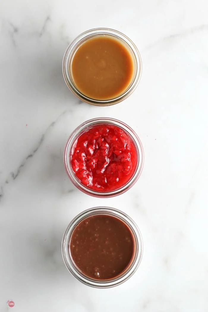 overhead picture of 3 jars of sauces