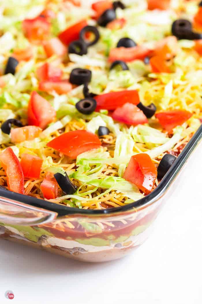 dish of 7 layer dip