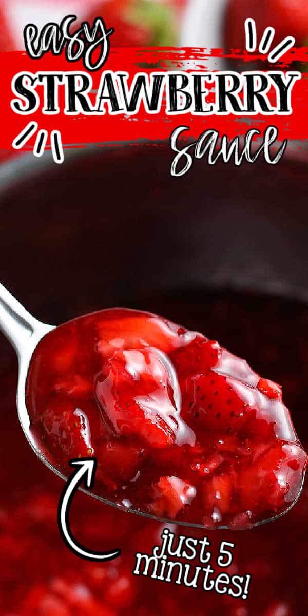 pin image with text "easy strawberry sauce"