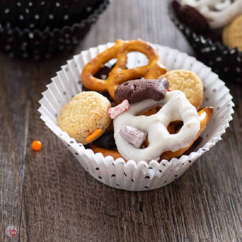 square picture of halloween snack mix