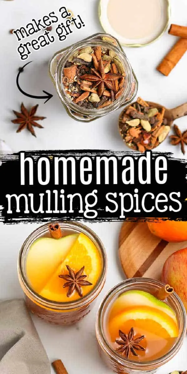 collage of mulling spices with text "homemade"