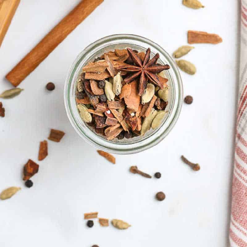 square picture of spices in a jar