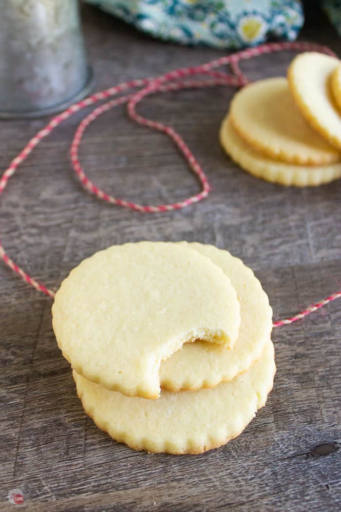 overhead picture of stack of 3 almond cookies