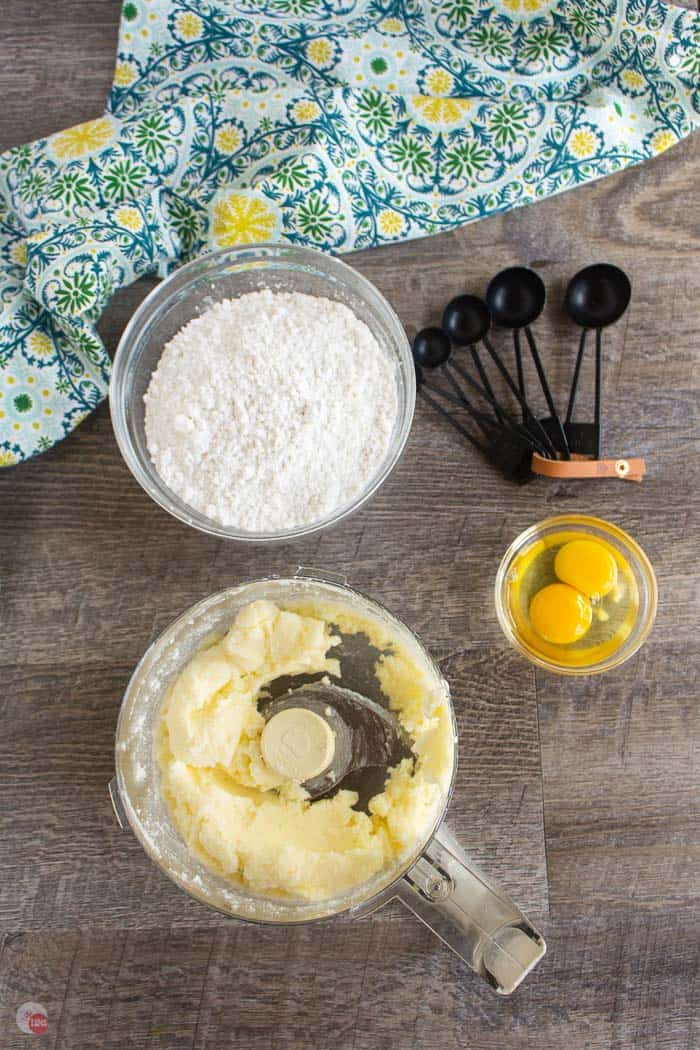 cookie ingredients on a wood backdrop