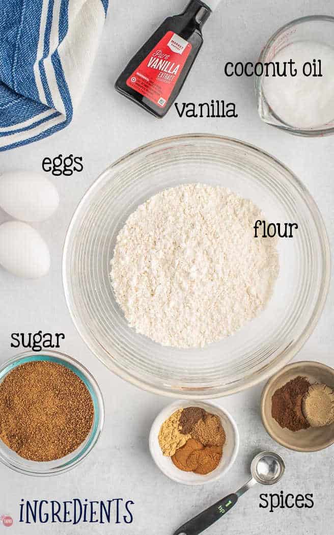 labeled picture of blonde brownie ingredients