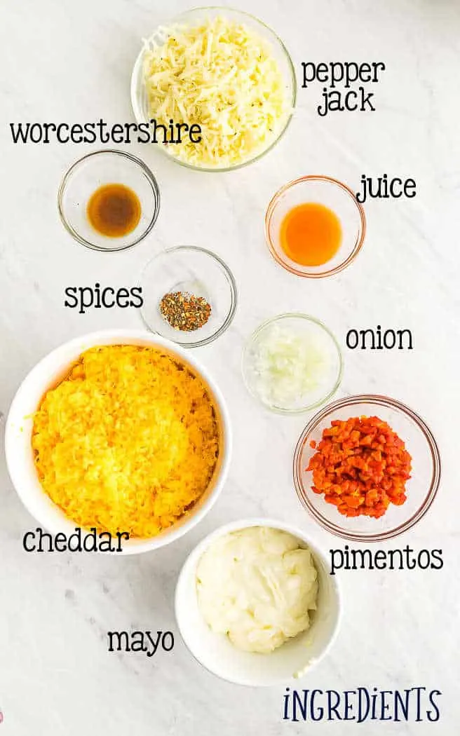 labeled picture of cheese spread ingredients