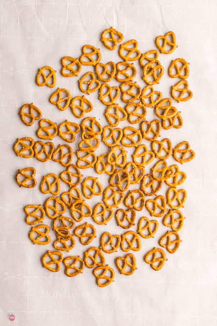 pretzels on parchment paper