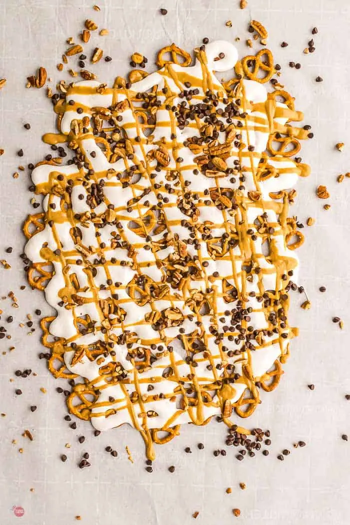 dessert pretzels on parchment paper