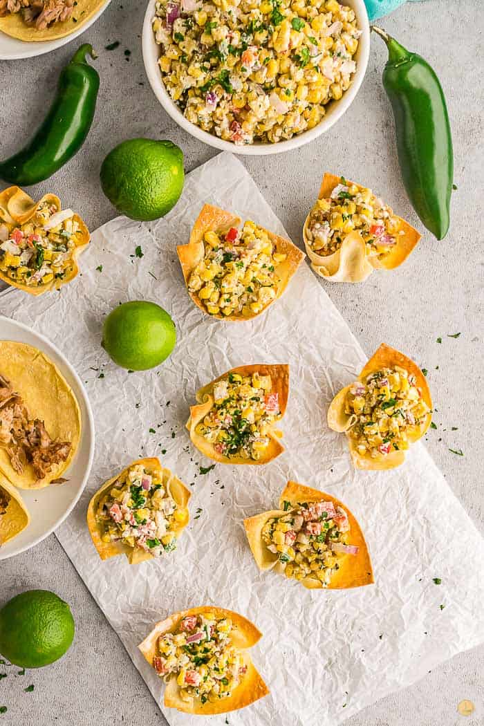 overhead picture of corn cups