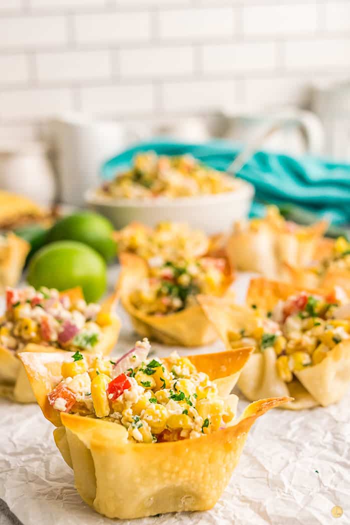 wonton cups on parchment