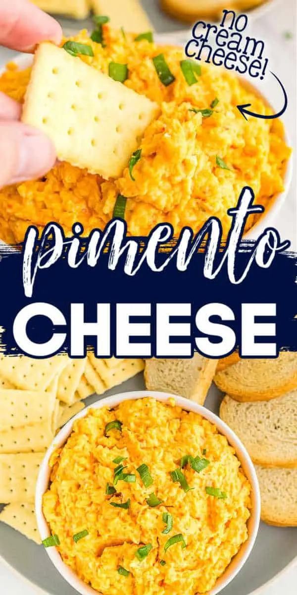 collage of cheese spread with text "pimento cheese"
