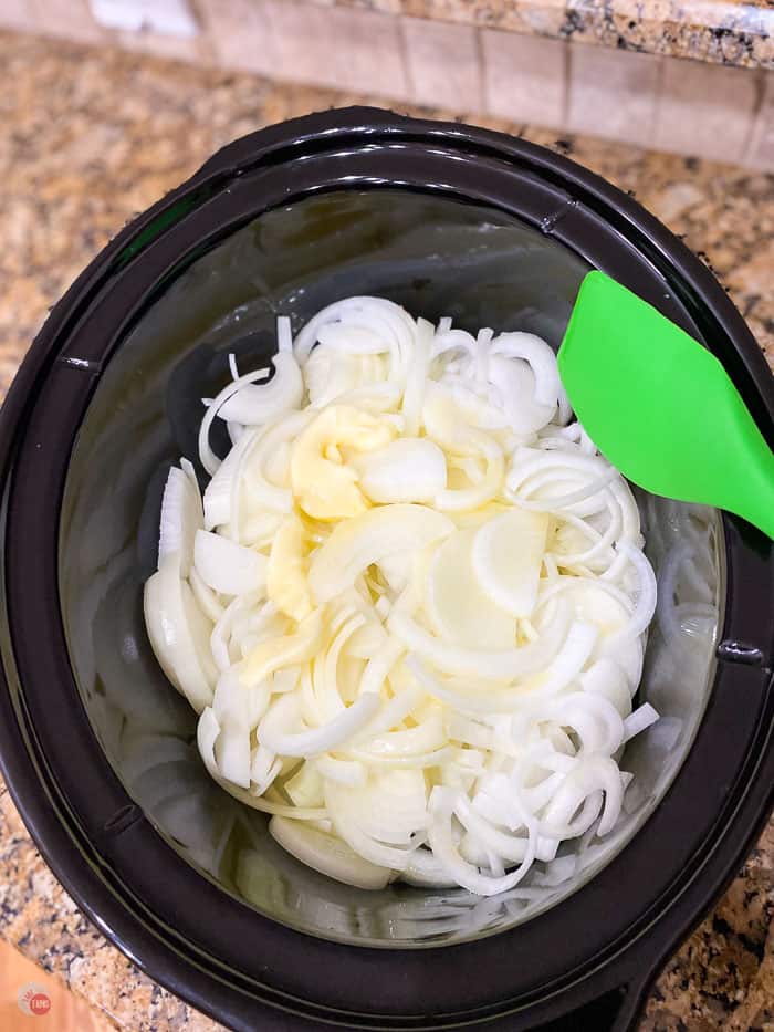 onions and butter in a slow cooker