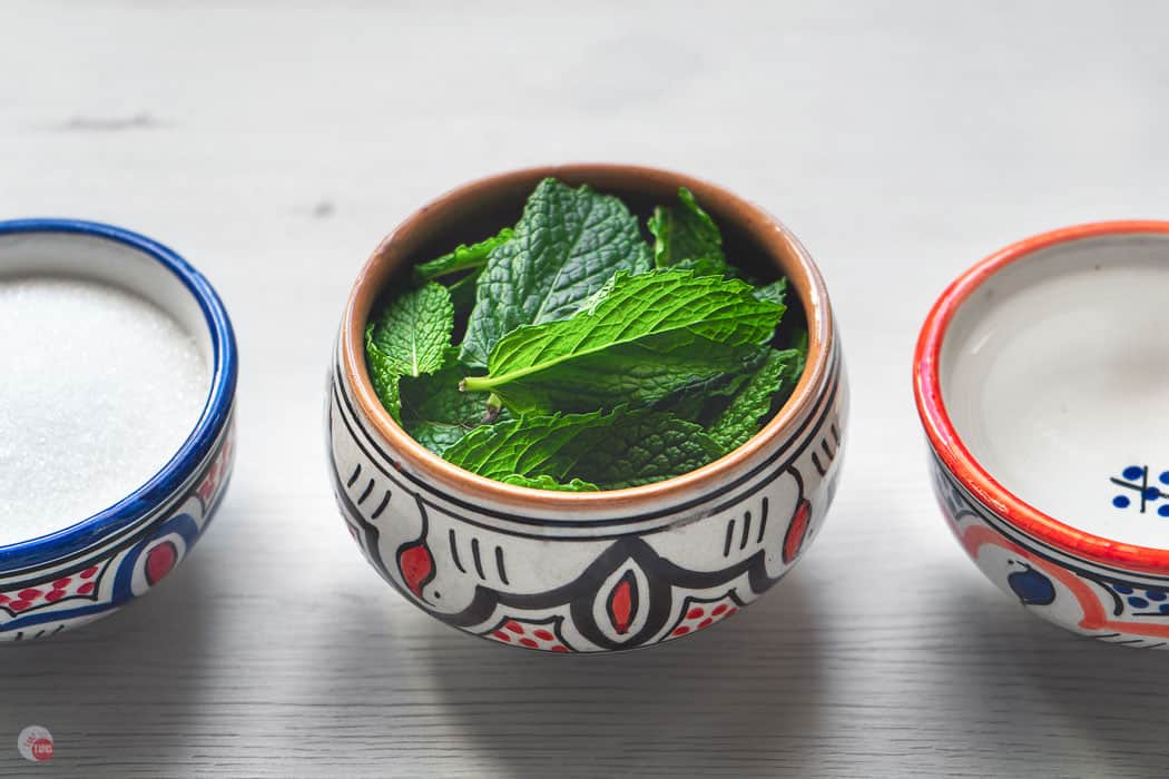 bowl of fresh mint leaves