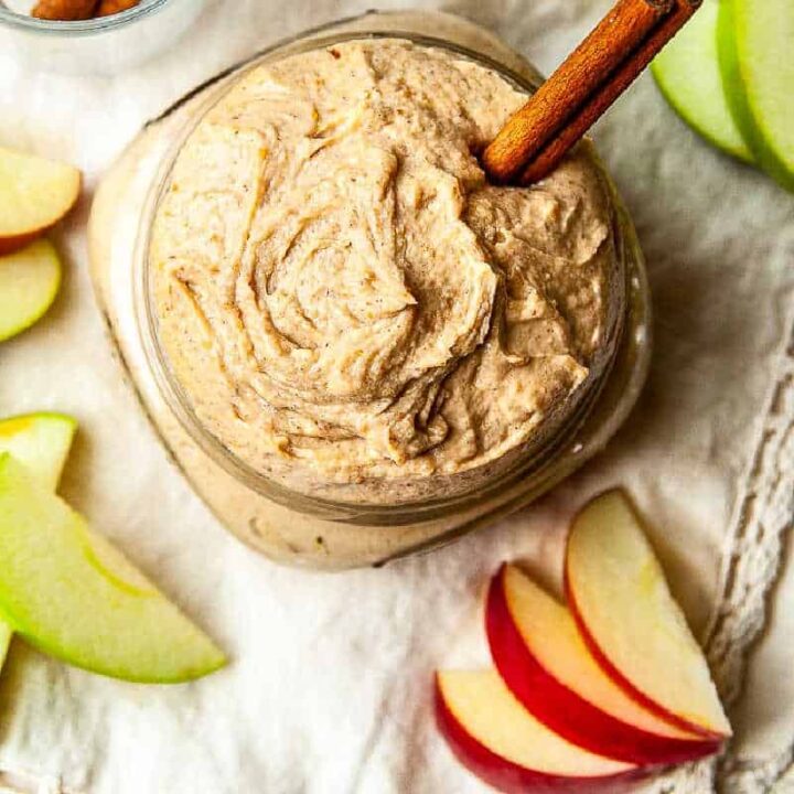 square picture of peanut butter dip