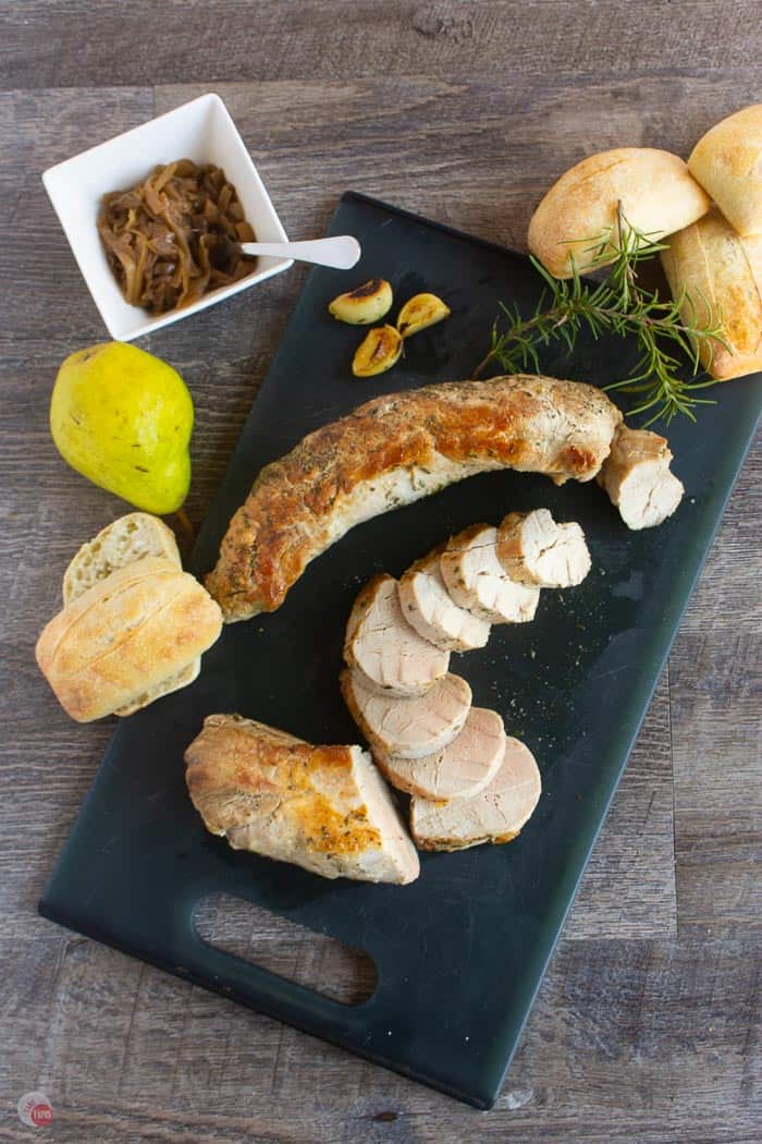 pork sliders ingredients on a wood board