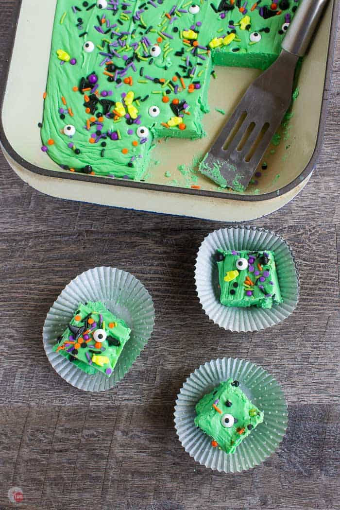 three pieces of fudge in cupcake wrappers