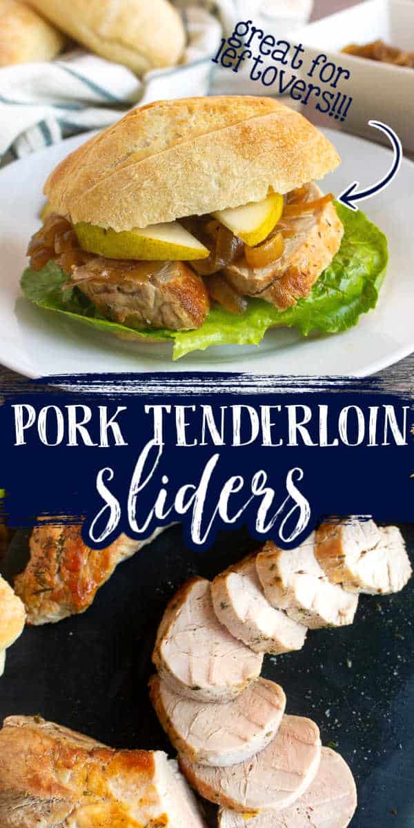 collage of pork sliders with text "great for leftovers"