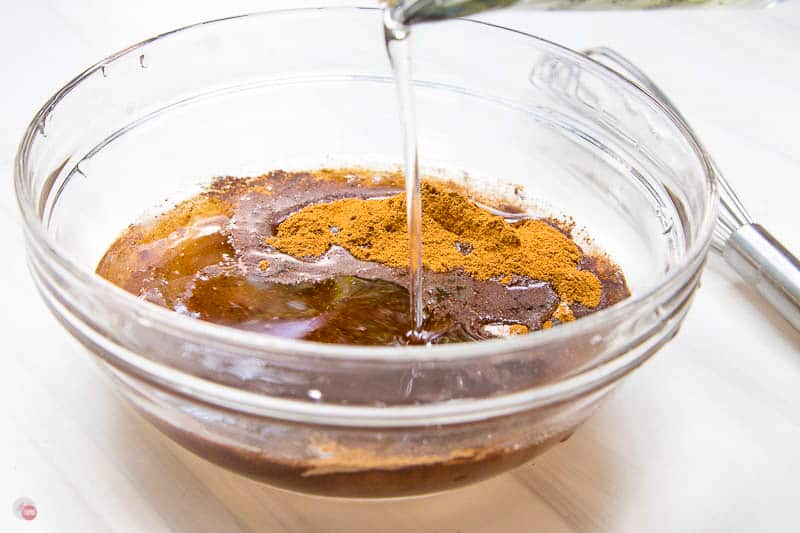 cinnamon and sugar in a bowl with oil