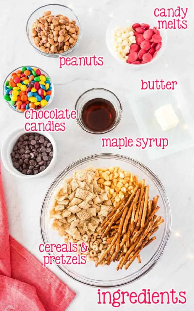 labeled picture of chex mix ingredients