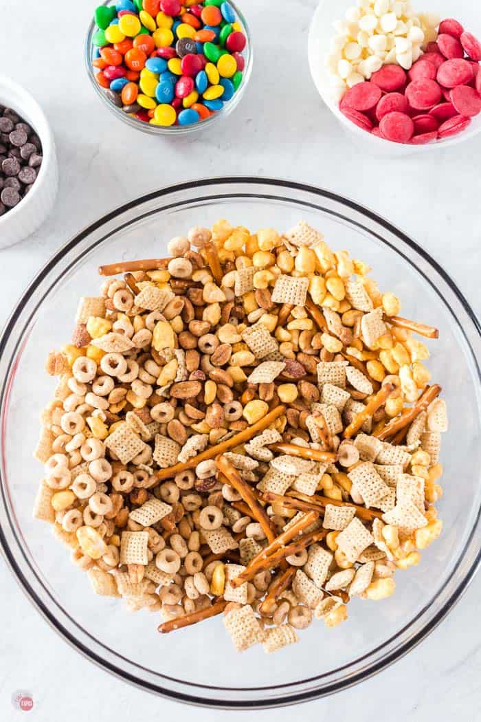 snack mix in a bowl