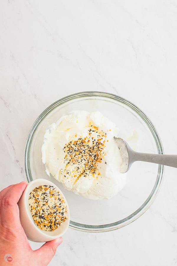 dip being mixed in a bowl