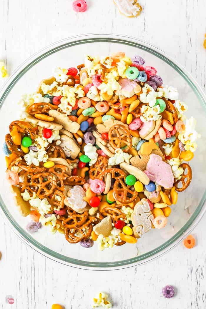 snack mix in bowl