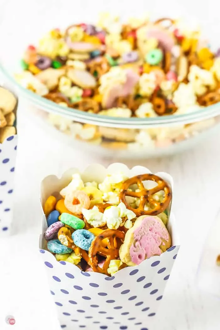 container of snack mix