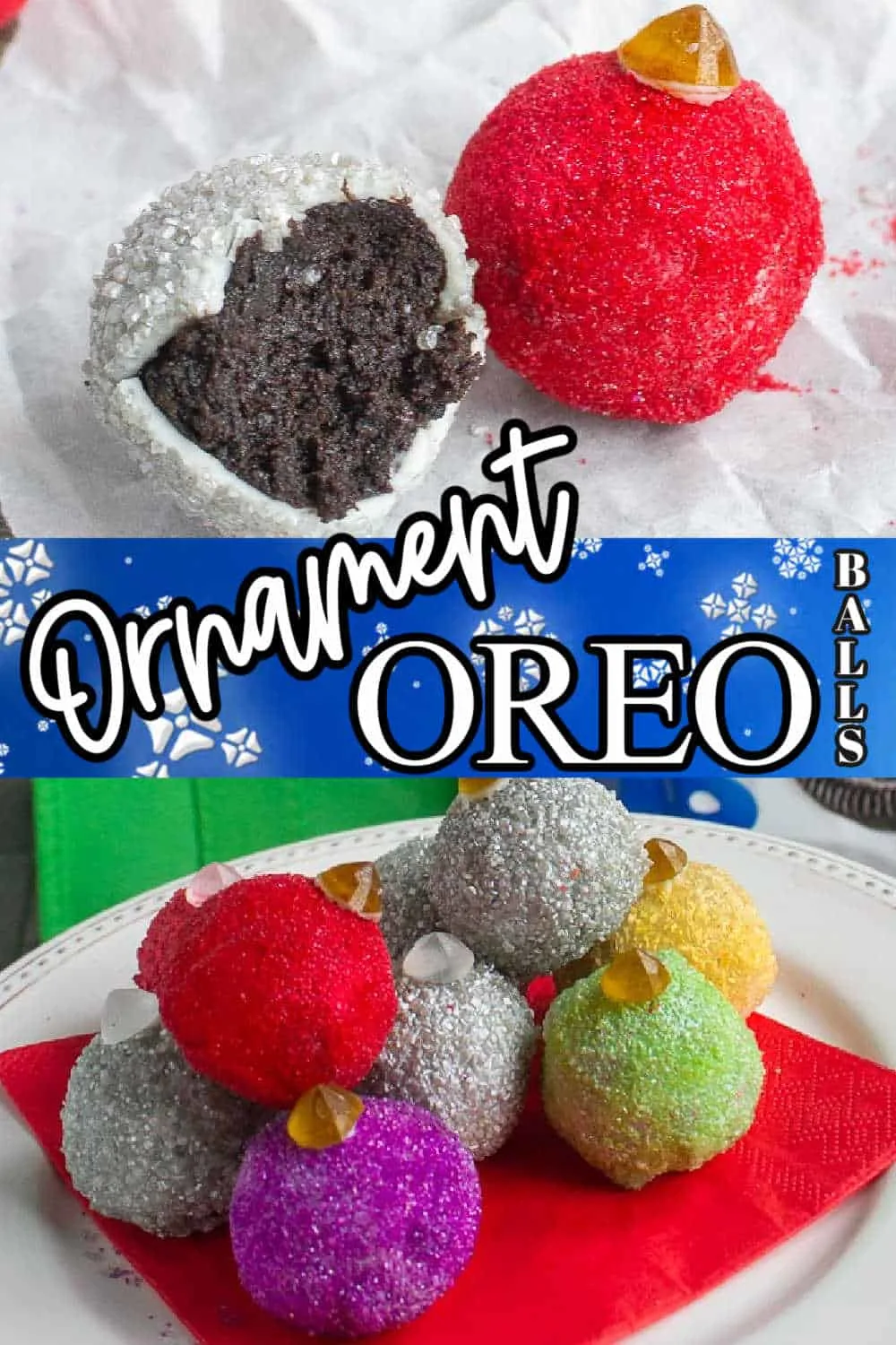 collage with text "ornament oreo balls"