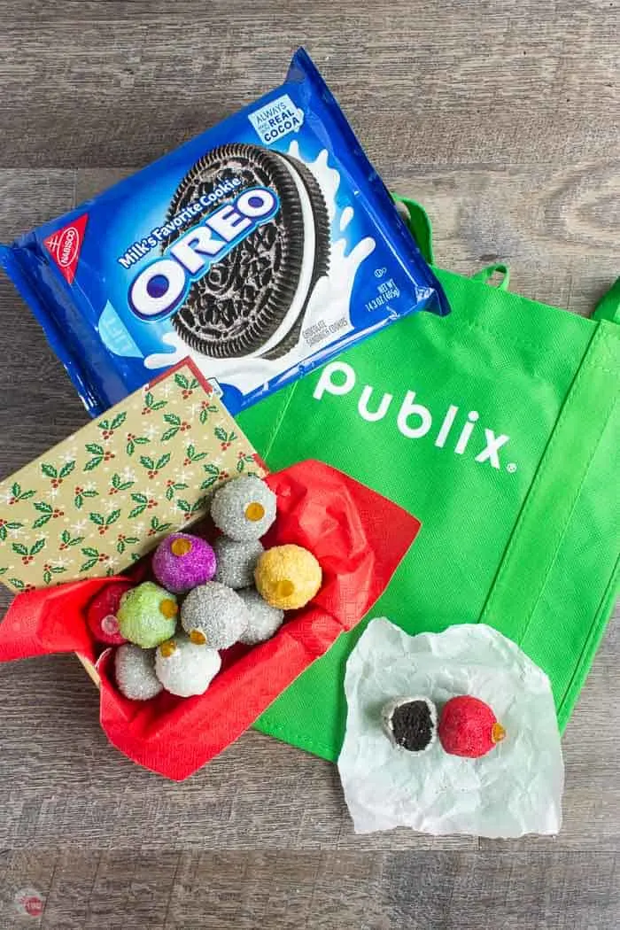 OREO cookies ornament balls on a green bag
