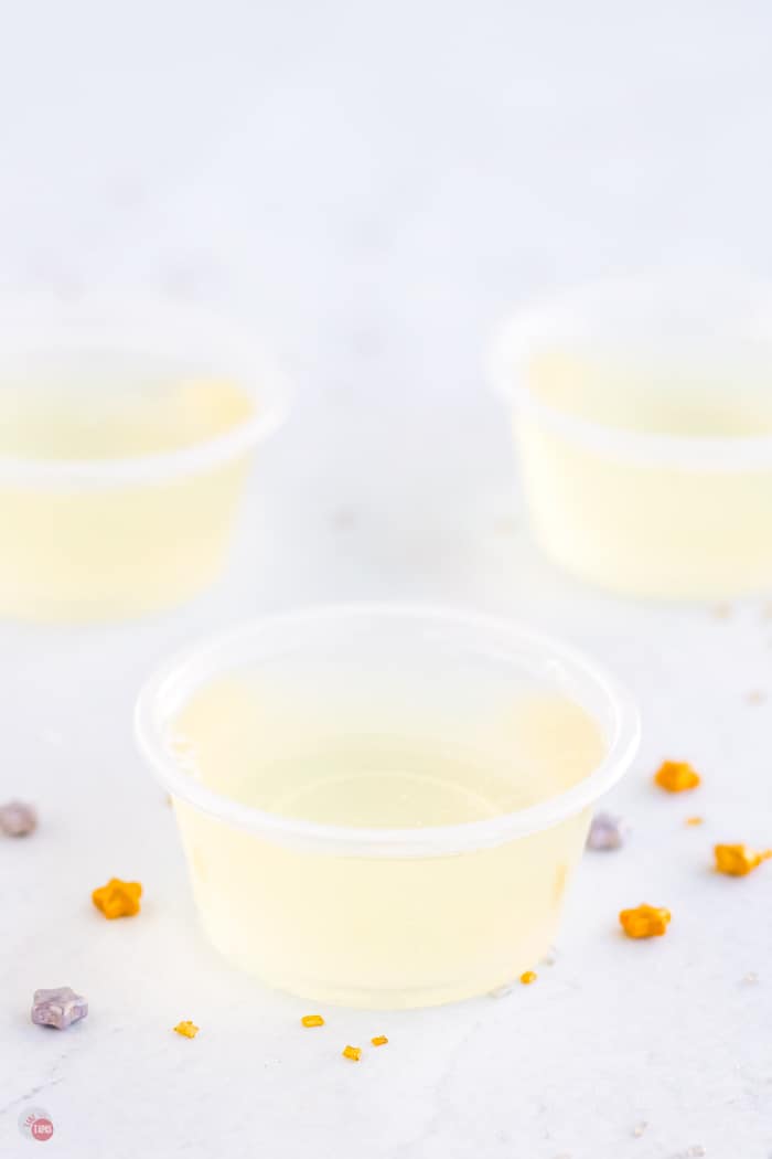 champagne jello in a plastic cup