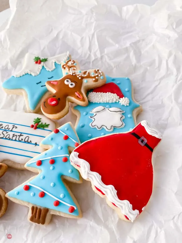 decorated sugar cookies on paper