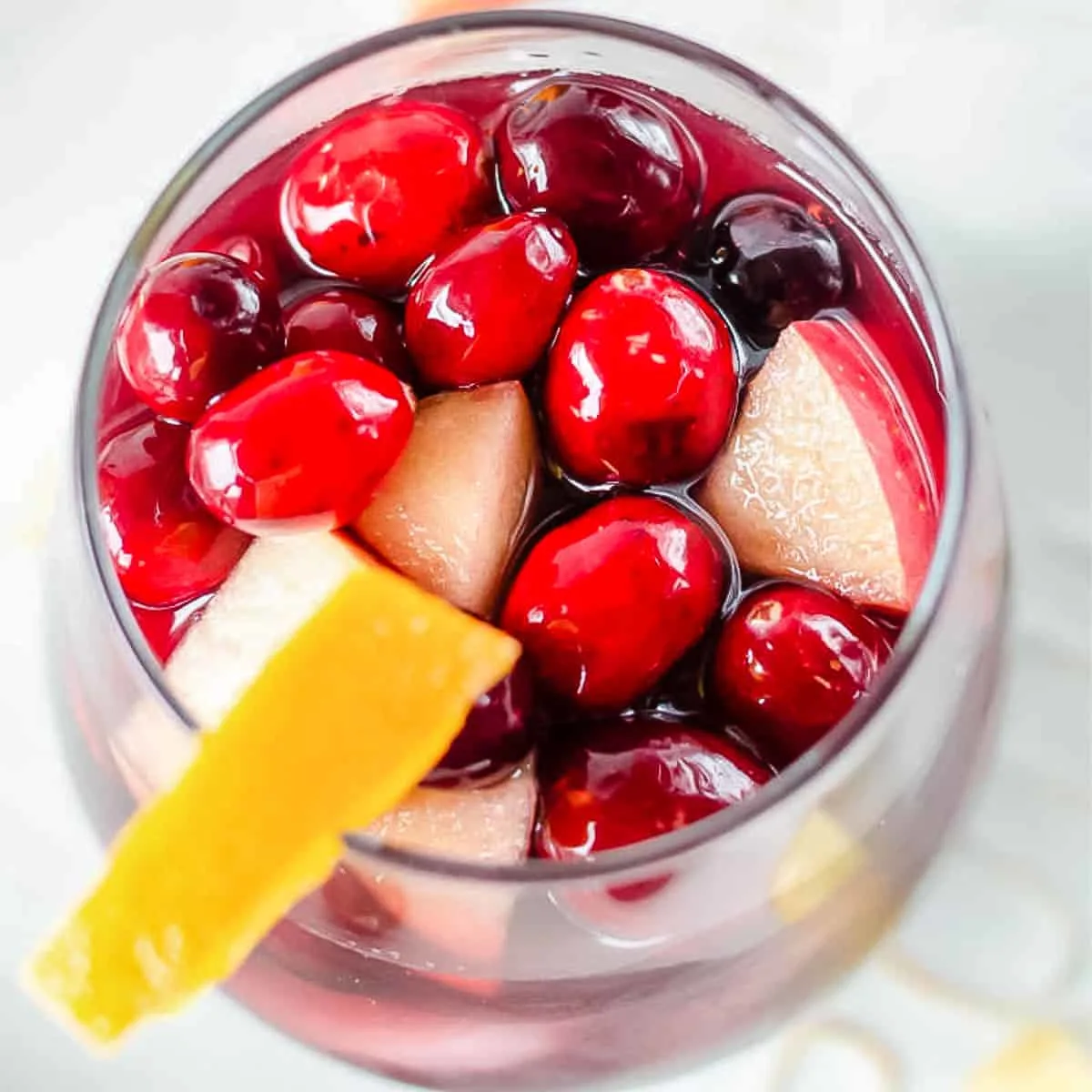 overhead picture of glass with fruit