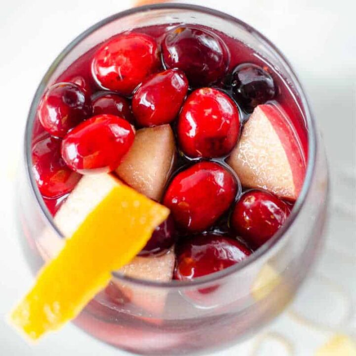 overhead picture of glass with fruit