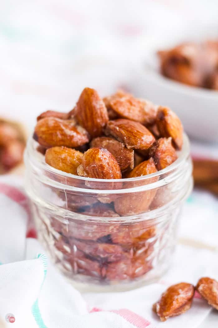 candied almonds in a jar