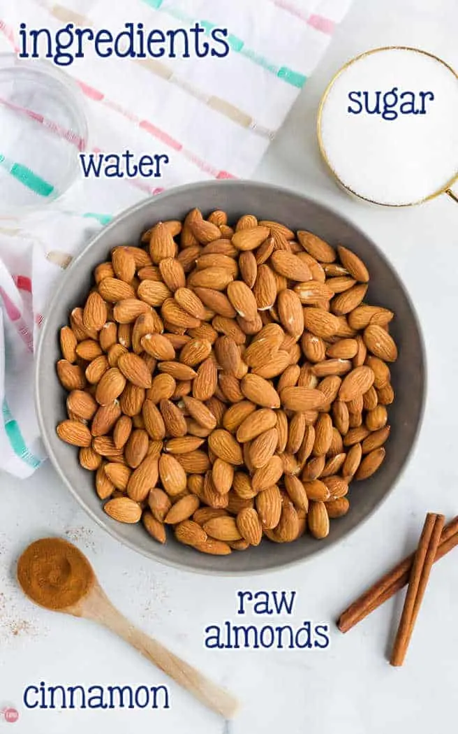 labeled ingredients for candy coated almonds