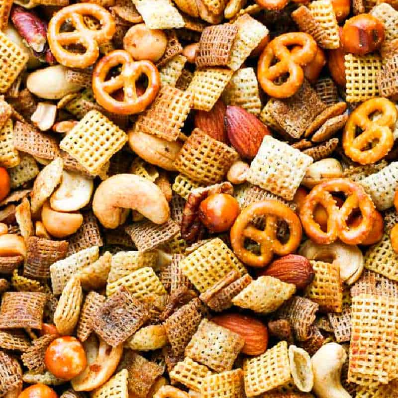 close up of snack mix