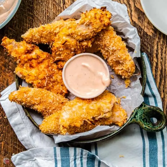 plate of coconut chicken tenders