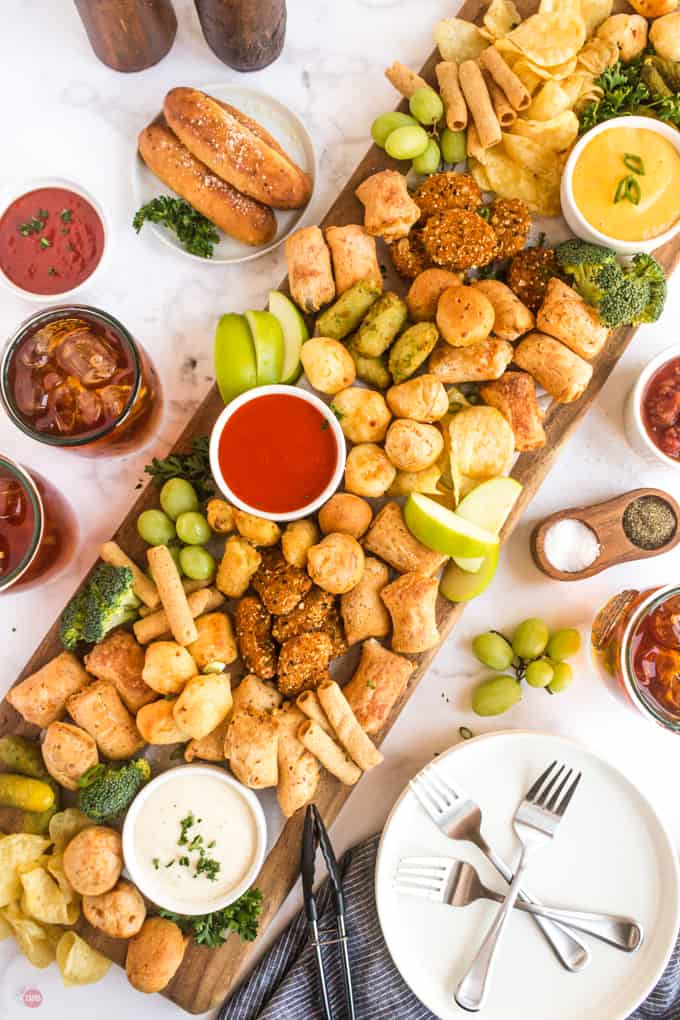 overhead picture of platter of food